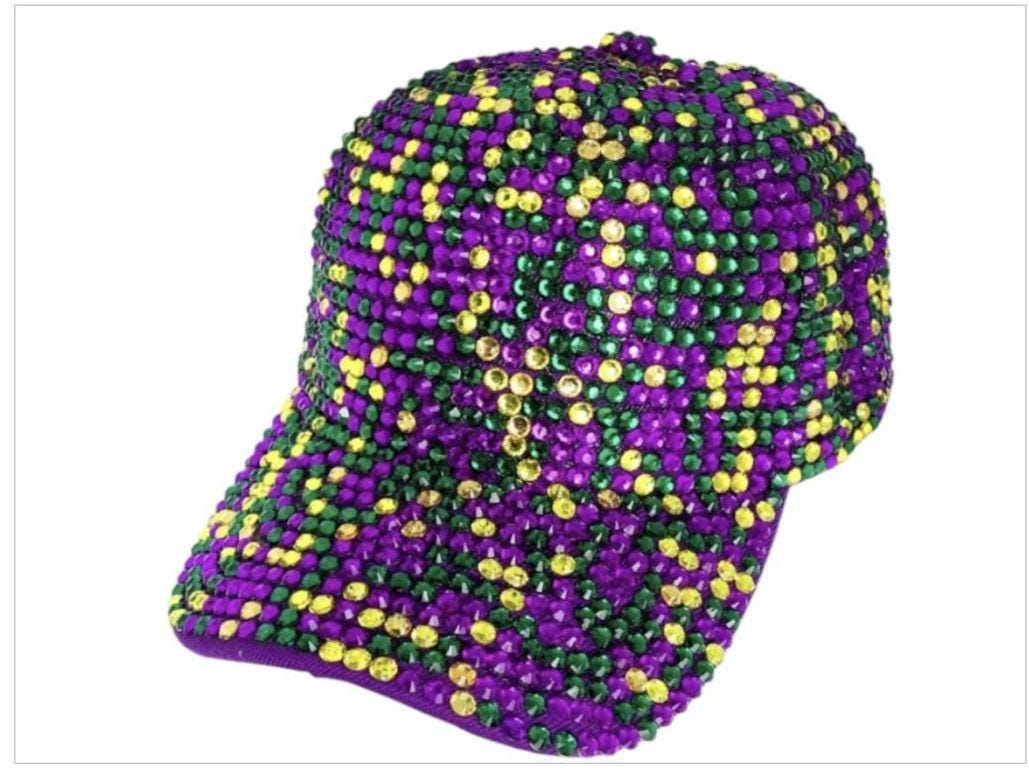 Bling Studded Mardi Gras Baseball Cap Shop Bling Studded Mardi Gras Baseball Cap on Sale at  main image 3