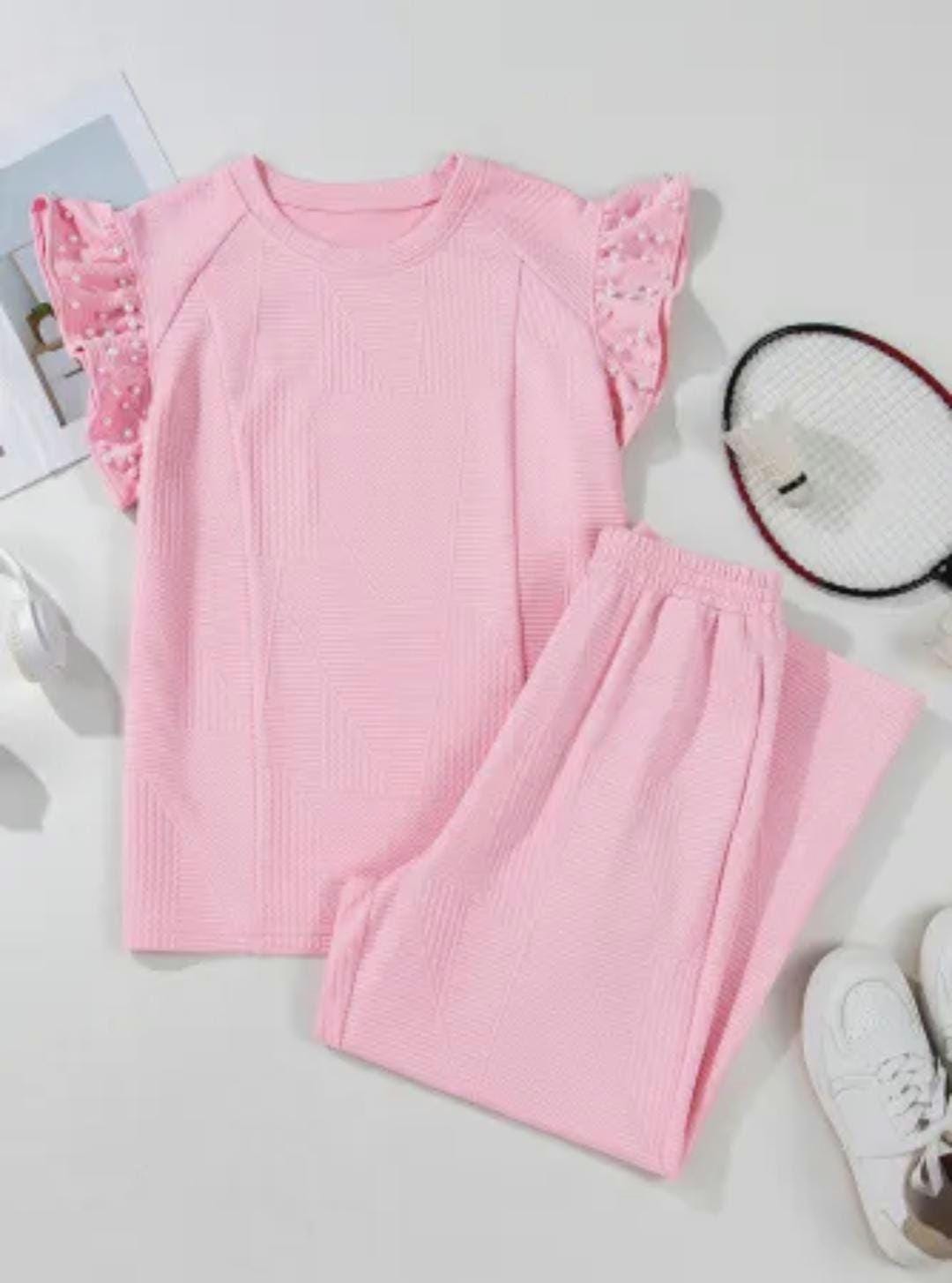 Pink Scalloped Edge Two-Piece Set