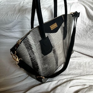 Handmade bag made with genuine snake-embossed leather. Large bag. Leather bag. Handmade bag. Handbag