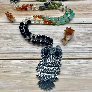 Nightwise Adventurer Gemstone Mala Necklace - Onxy, Obsidian, Adventurine, Carnelia, Citrine, Snowflake Obsidian