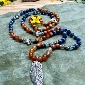 Tatanka Mala: Carnelian, Lapis, Sandalwood - Divine Masculine