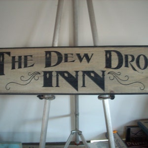 The Dew Drop Inn Sign Painted Wood Shabby Chic Painted cottage Sign Bar Sign