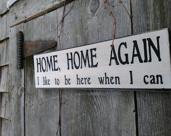 Home, Home again, I like to be here when I can Shabby Wood Sign Pink Floyd fan gift