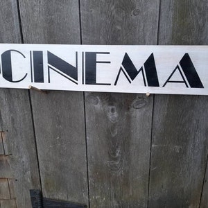 Cinema Sign Wooden Shabby Chic Painted Marquis Marquee movies Media room theatre image 4