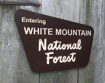 Routed / Carved Replica Entering  White Mountain National Forest  Trail Wooden Sign Mt Washington White Mountains NH