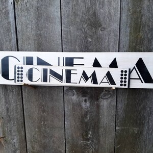 Cinema Sign Wooden Shabby Chic Painted Marquis Marquee movies Media room theatre image 3
