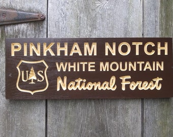 Routed / Carved Replica Pinkham Notch White Mountain National Forest  Trail Wooden Sign Mt Washington White Mountains NH