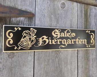 Custom Painted Letter Carved Biergarten Sign, German Beer Sign