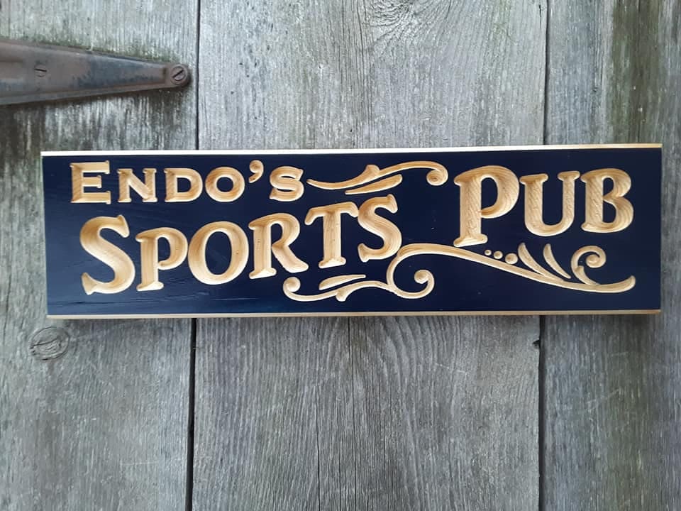 Custom Carved Sports Pub Sign, Man Cave Bar Decor