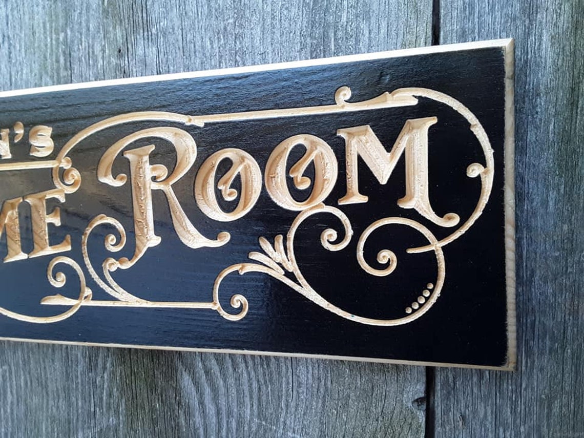 CUSTOM Game Room Sign Routed Carved Engraved Painted Sign Etsy