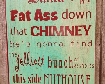 FREE SHIPPING! Typographic Christmas Vacation Clark Griswold Sign Wooden painted chic shabby, Santa Fat Ass