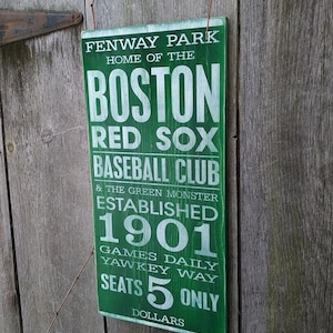 BIG Red Sox Fenway Park Green Monster Painted Wood Sign BIG Boston Ticket Play Bill
