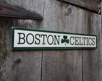 Boston Celtics Sign Painted Wood Shabby Primitive Distressed Sign