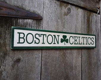 Boston Celtics Sign Painted Wood Shabby Primitive Distressed Sign