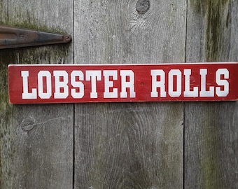 LOBSTER ROLLS  shabby Primitive Wooden Sign ocean beach sailing seafood