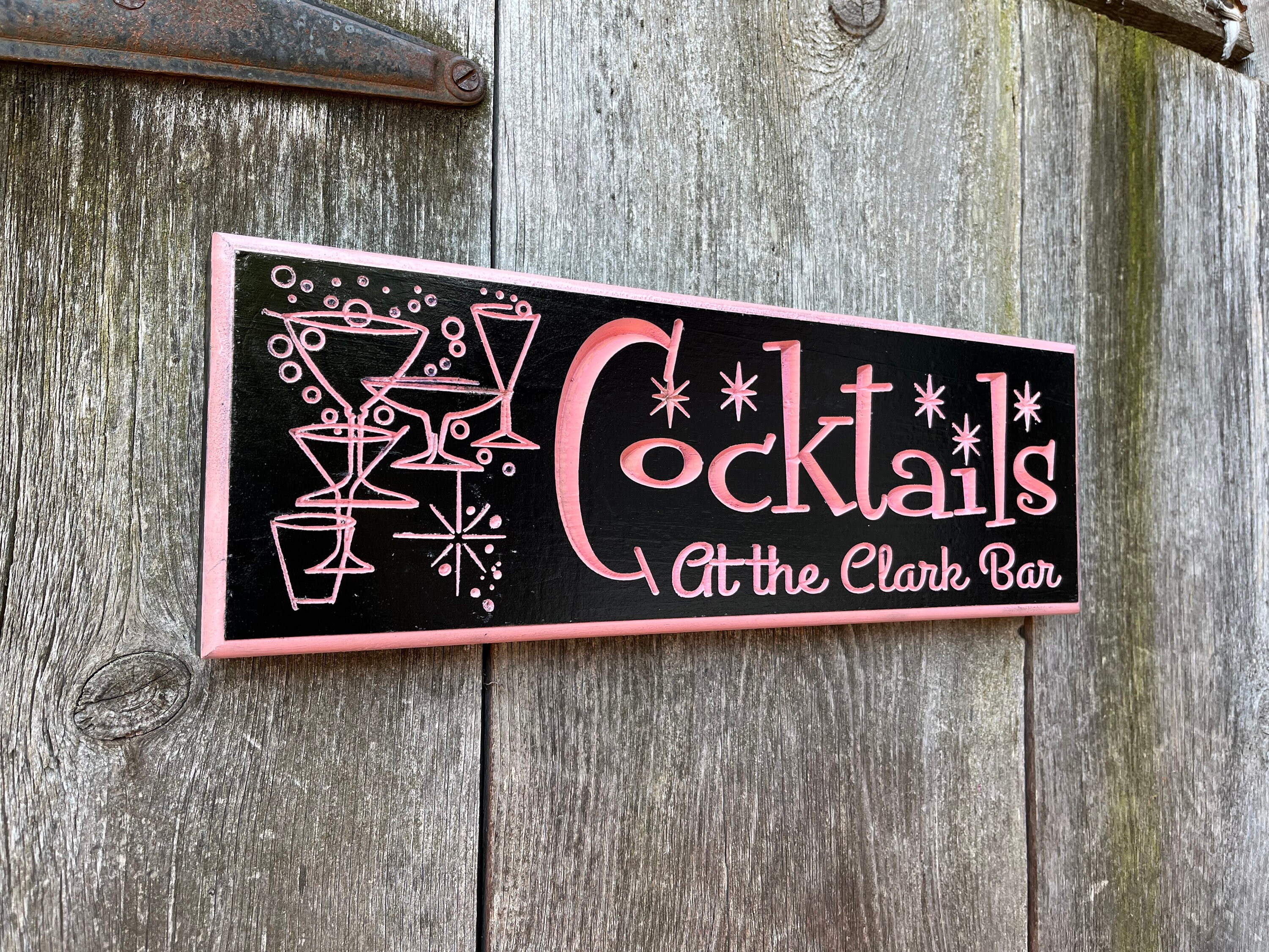 CUSTOM Carved MCM Cocktails Sign 50s Cocktails. MCM Barware - Etsy