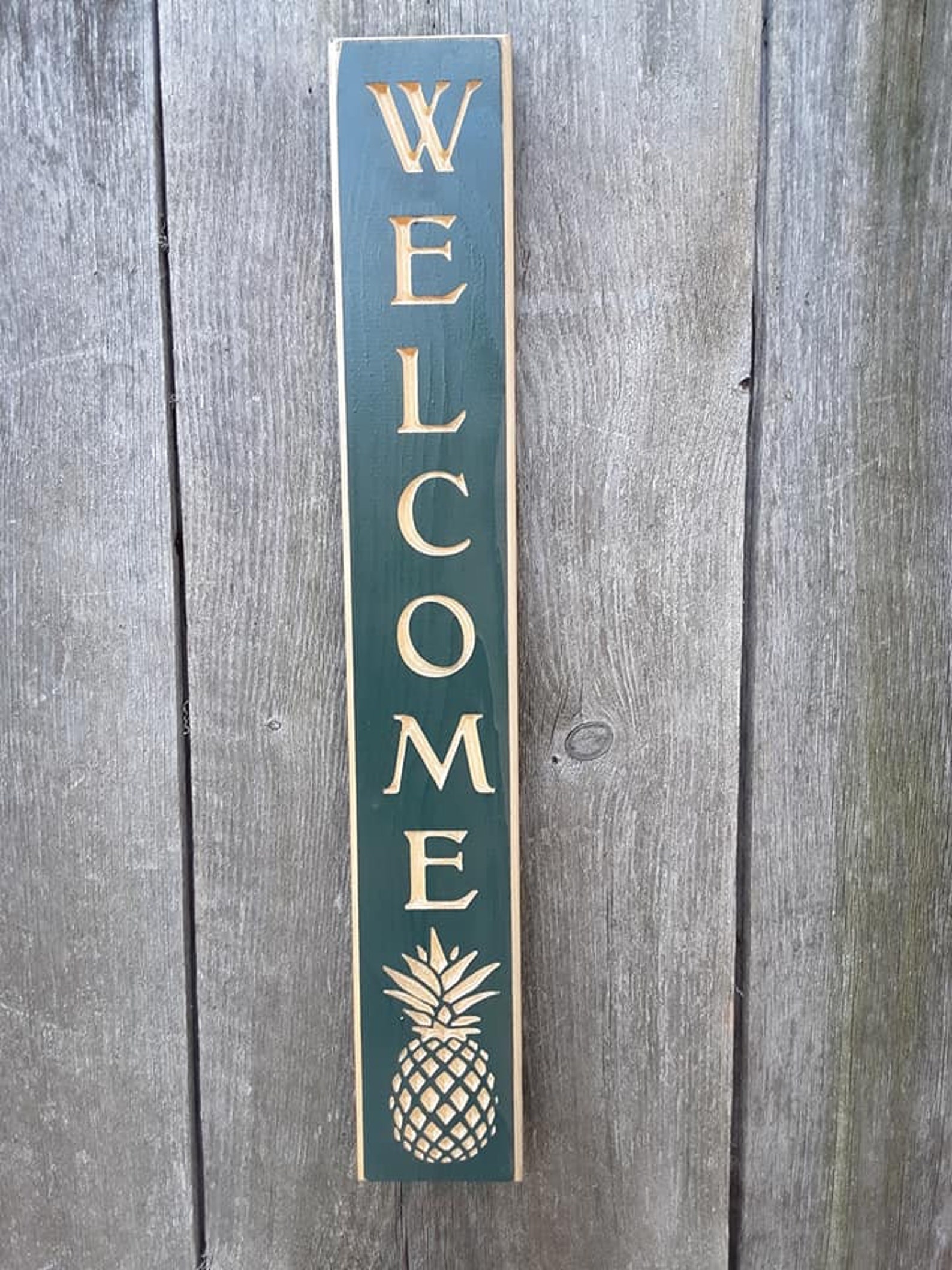 Routed Carved Engraved Welcome Sign With Pineapple Sign Black - Etsy