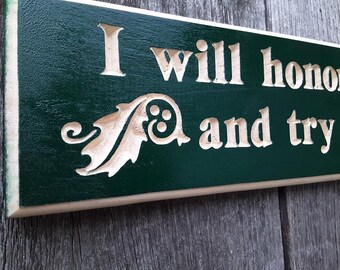 I will honor Christmas and try to keep it all the year Green / Carved Letter Charles Dickens Sign, A Christmas Carol