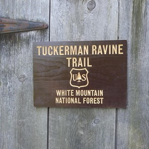 Routed / Carved Replica Tuckerman Ravine Trail Wooden Shabby Primitive Distressed Sign Mt Washington White Mountains NH