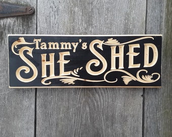 CUSTOM Carved She Shed Gift for Mom Mother&#39;s day gift She Shack She Cave