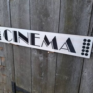 Cinema Sign Wooden Shabby Chic Painted Marquis Marquee movies Media room theatre image 2