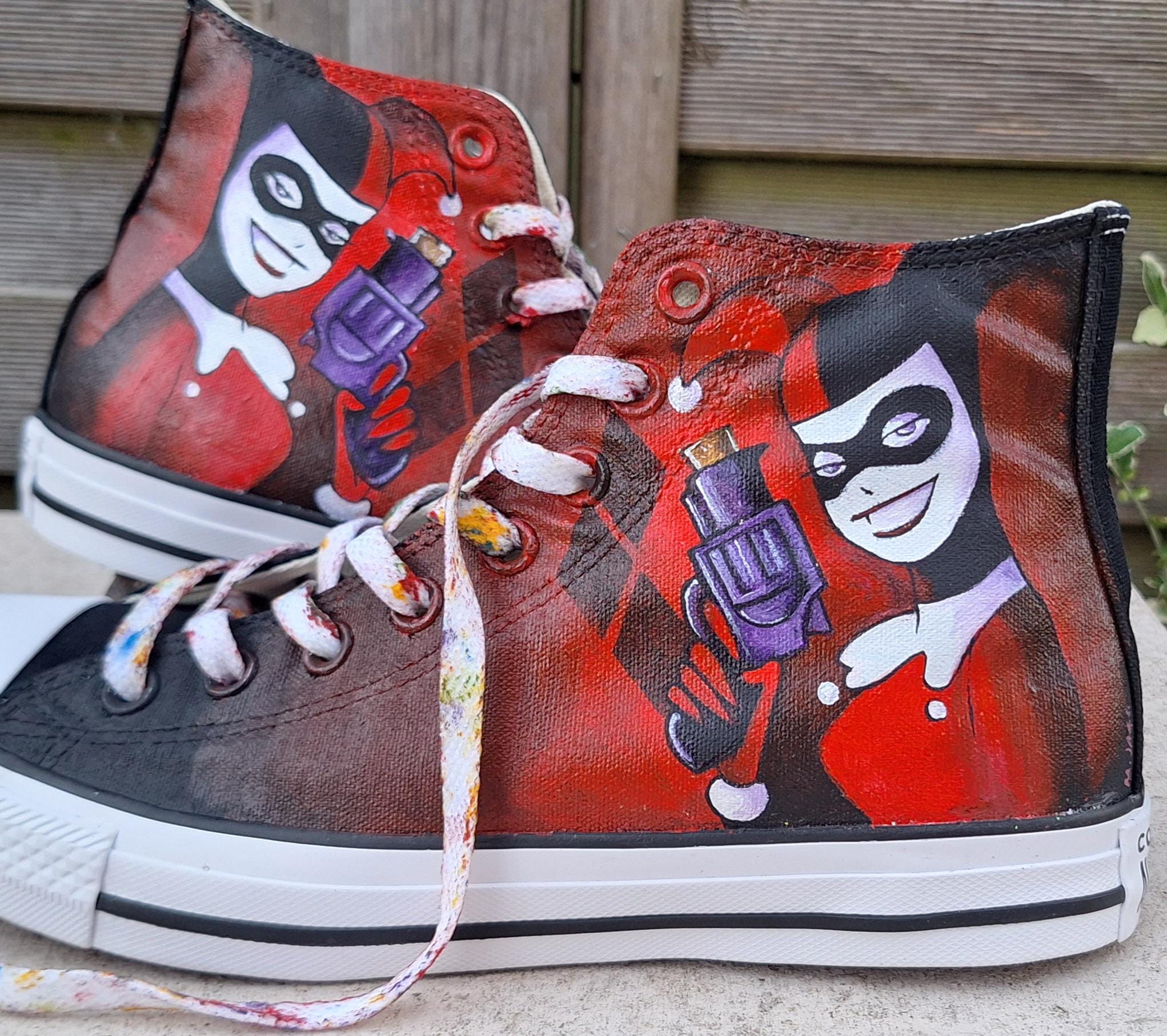 Painted Shoes Vans Shoes Joker Harley Quinn Suicide Squad, Joker