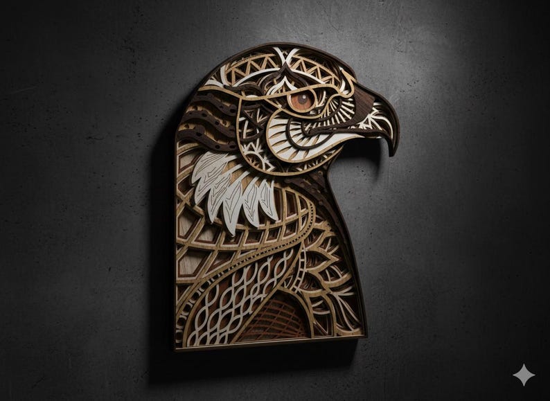 3D Eagle Head Layered Laser Cut File, Multi Layer Eagle SVG, Bald Eagle ...