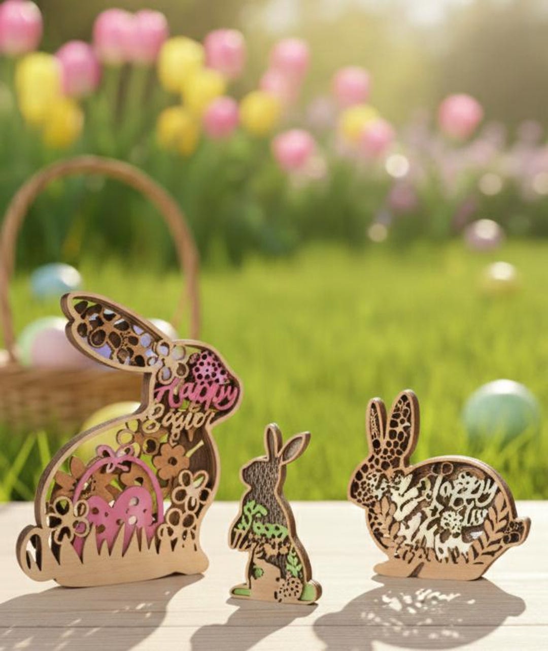 Layered Easter Bunny SVG Bundle - 3D Floral Rabbit Cut File, Happy ...