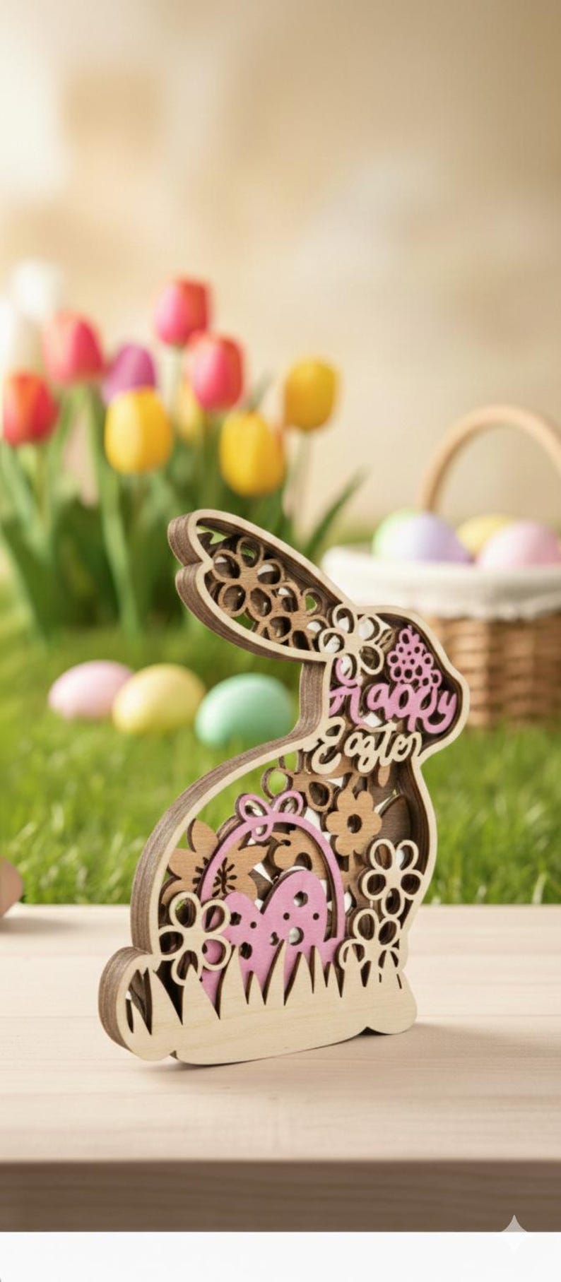 Layered Easter Bunny SVG Bundle - 3D Floral Rabbit Cut File, Happy ...