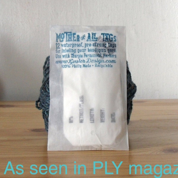 Mother of All Tags - 12 Waterproof Handspun Yarn Tags Prestrung Labels