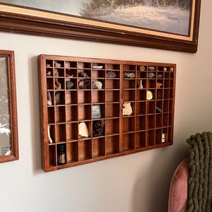 Handmade MEDIUM Wooden Printer's Tray: Knick Knack Shelf, Crystal Shelf, Miniatures, Wood Wall Hanging