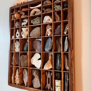 Small Handmade Wooden Printer's Tray: Knick Knack Shelf, Crystal Display