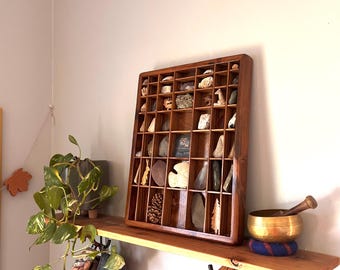 Small Handmade Wooden Printer's Tray: Knick Knack Shelf, Crystal Display