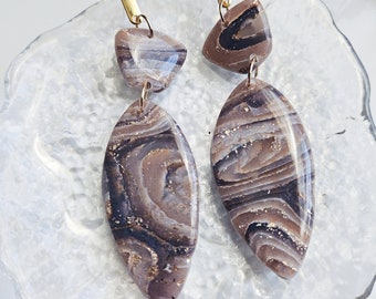 muse no.11  - neutral palette faux-agate dangles