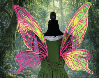 Iridescent Fairy Wings for Adults, Pink Fae Wings, Festival Fairy's Costume, Cosplay Accessories