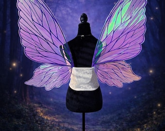 Alas de hada moradas grandes, alas de mariposa iridiscentes, accesorio de la Feria del Renacimiento, disfraz de festival de cosplay de fantasía