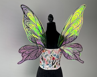 Renaissance Faire Costume Wings, Fairy Wings for Adults, Festival Fairycore Accessories, Iridescent Cosplay Outfit