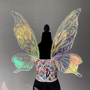 Iridescent fairy wings costume, Elf, Butterfly wings, Forest fairy wings for Cosplay, Festivals,  Halloween costume, Fantasy photoshoot