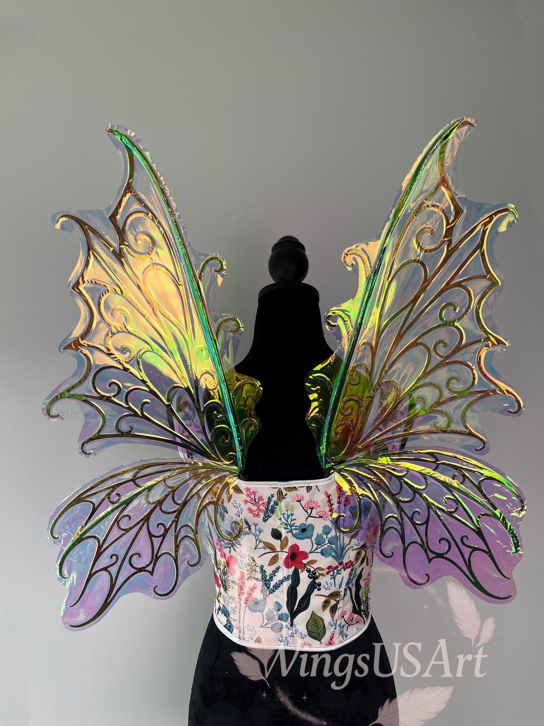 Dark Fairy Wings for Adults, Iridescent Elven Wings for Gothic Cosplay — free download