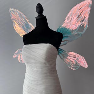 Iridescent Fairy Wings, Ethereal Fairy Wings, Transparent Holographic Wings for Fantasy Photoshoot, Cosplay, or Bridal Look