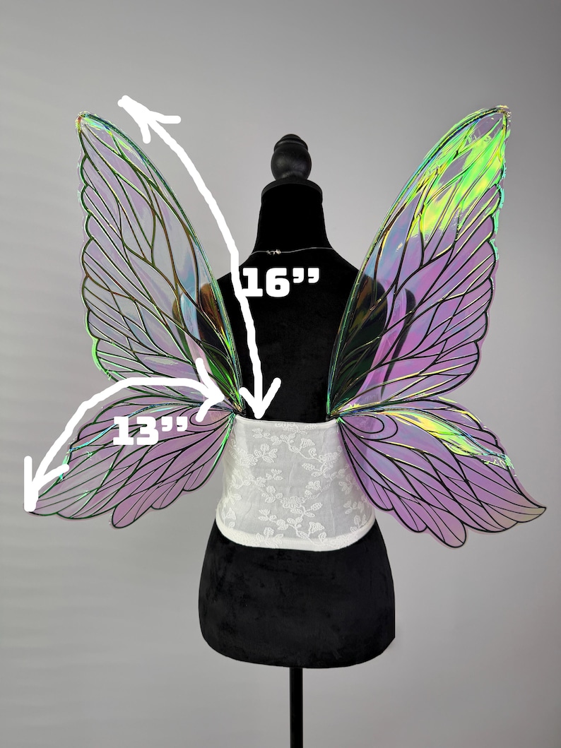Iridescent Forest Fairy Wings for Adults, Butterfly Costume, Renaissance Faire, Fairycore Accessory image 3