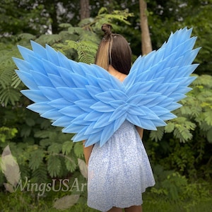 Fantasy Blue Angel Wings, Adult cosplay wings, Costume Accessory for Photos, Birthday, Parties, Wings for Halloween, Festivals, Performances