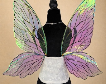 Dark Forest Fairy Wings for Adults, Iridescent Butterfly Wings, Black Fantasy Costume, Renaissance Faire