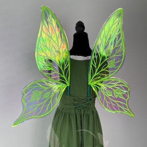Iridescent Green Forest Fairy Wings, Fantasy Costume Wings for Adults, Cosplay, Halloween, Renaissance Festival, Magical Outfit Accessory,