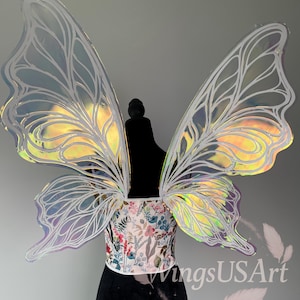 Iridescent Butterfly Wings for Women, Lage Fairy Cosplay Wings for Halloween, Fantasy, Ren Faire Costume