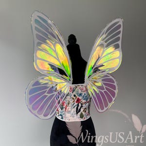 Butterfly Fairy Wings for Adults, Fantasy Events, Faeriecore, Costume or Cosplay Outfit, Iridescent Transparent Wings for Photo Shoots