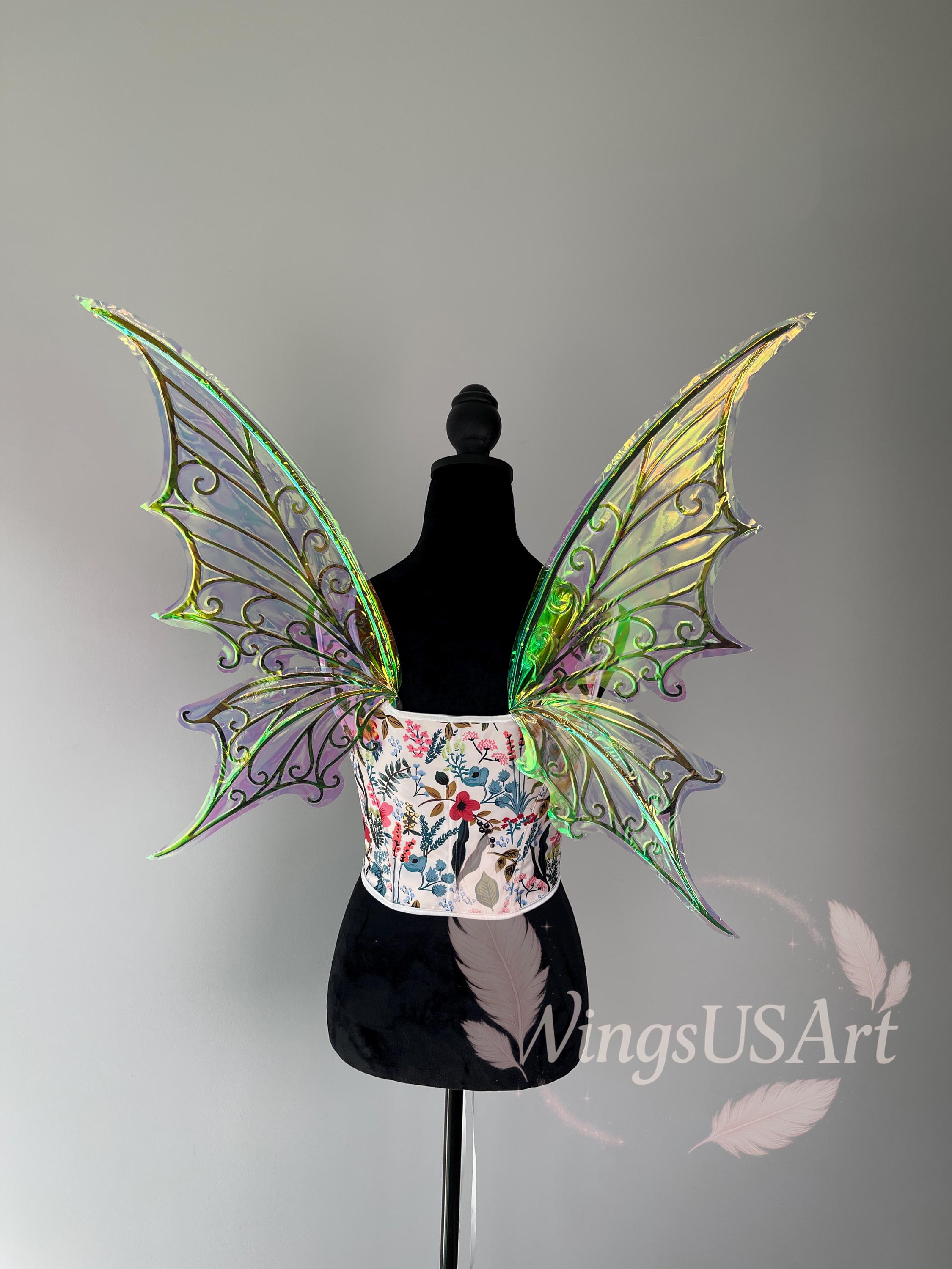 Dark Gothic Fairy Wings, Iridescent Black Costume Wings for Cosplay ...