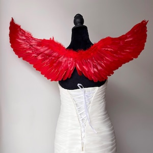Red feather wings, angel wings for show, Halloween wings, red angel wings for party, red wings cosplay, Adult wings, Devilish Feather Wings