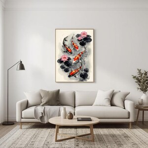 Japanese digital art | set of 3 printable arts | Sumi-e art style