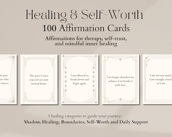 Tarjetas de Afirmaciones de Trabajo con la Sombra: 100 Indicaciones Imprimibles de Autocuración y Terapia (PDF)